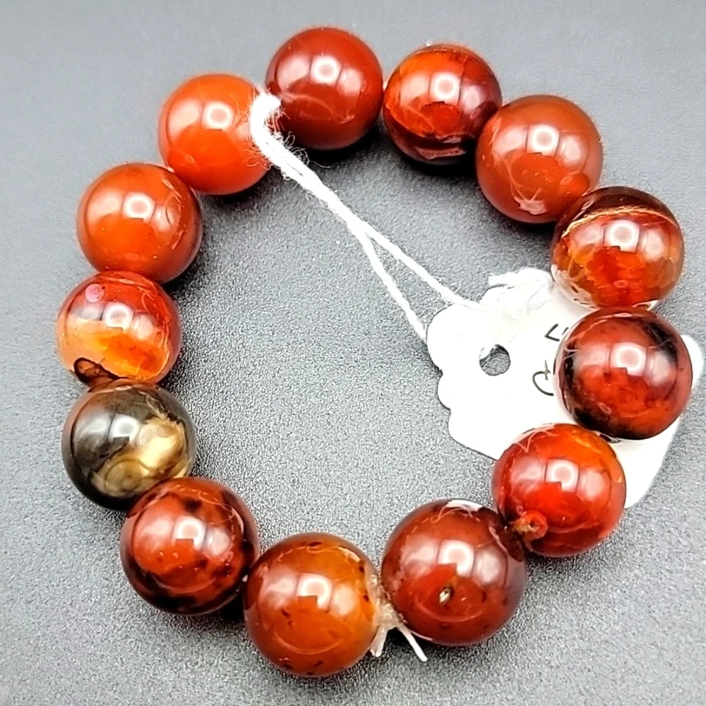 Onyx 18mm Stretch Beaded Round Shape 482 Cts Natural Gemstone Bracelet Size 6.5